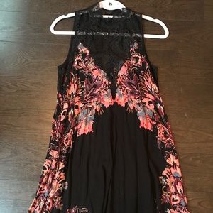 Free People Slip Dress - Black Floral Lace